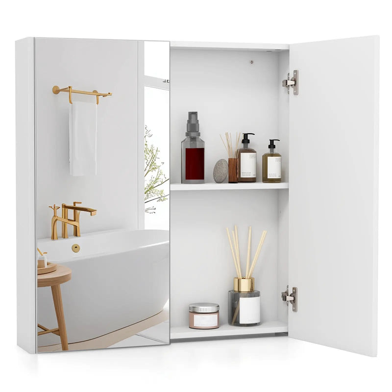 Double Door Bathroom Wall Cabinet with Mirror and Adjustable Shelf by DirectDeals