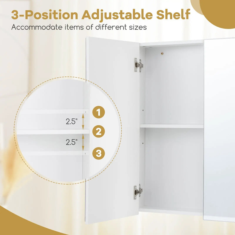 Double Door Bathroom Wall Cabinet with Mirror and Adjustable Shelf by DirectDeals