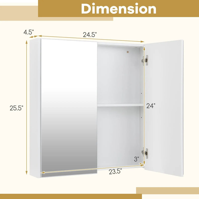 Double Door Bathroom Wall Cabinet with Mirror and Adjustable Shelf by DirectDeals