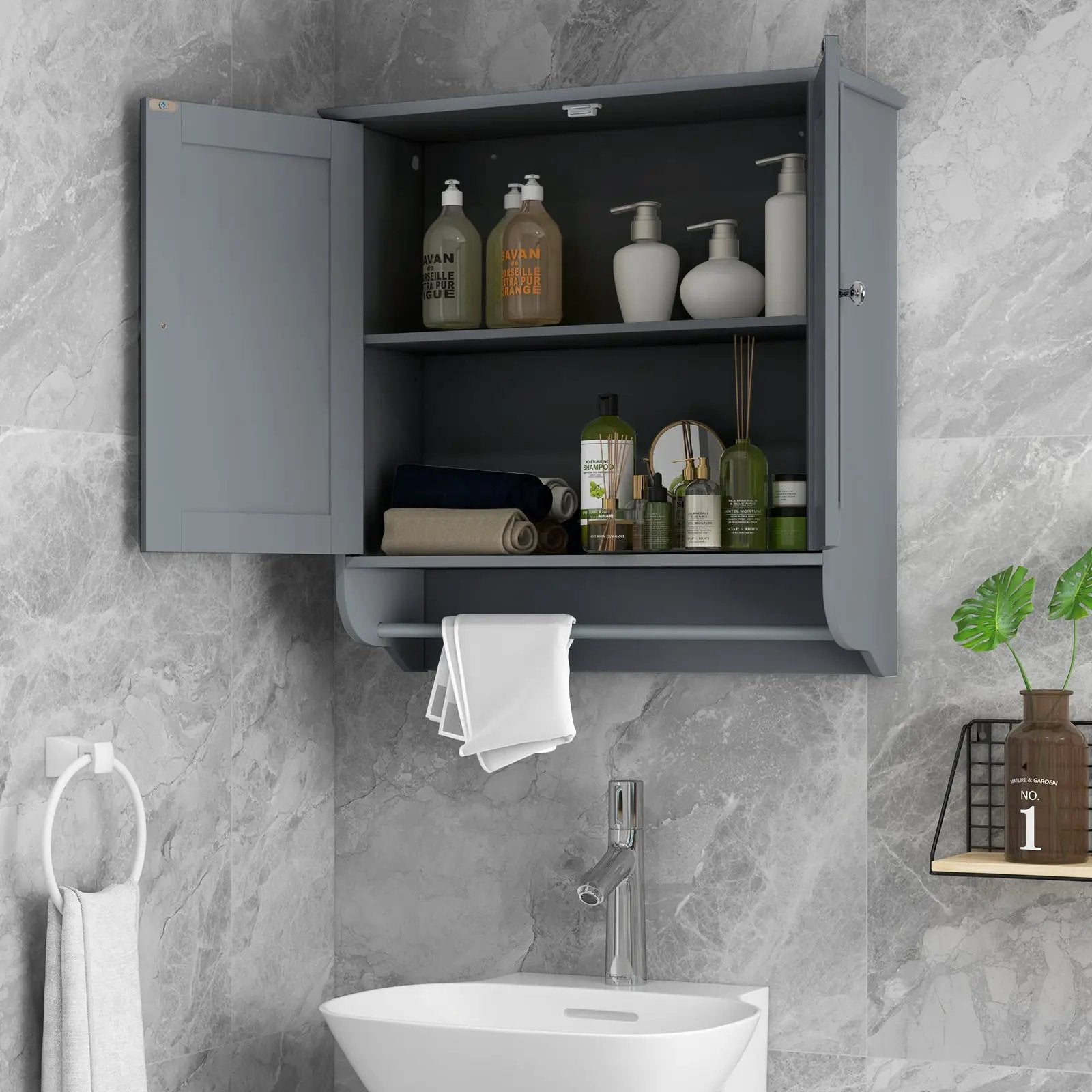 Wall Mounted Bathroom Storage Medicine Cabinet with Towel Bar by DirectDeals