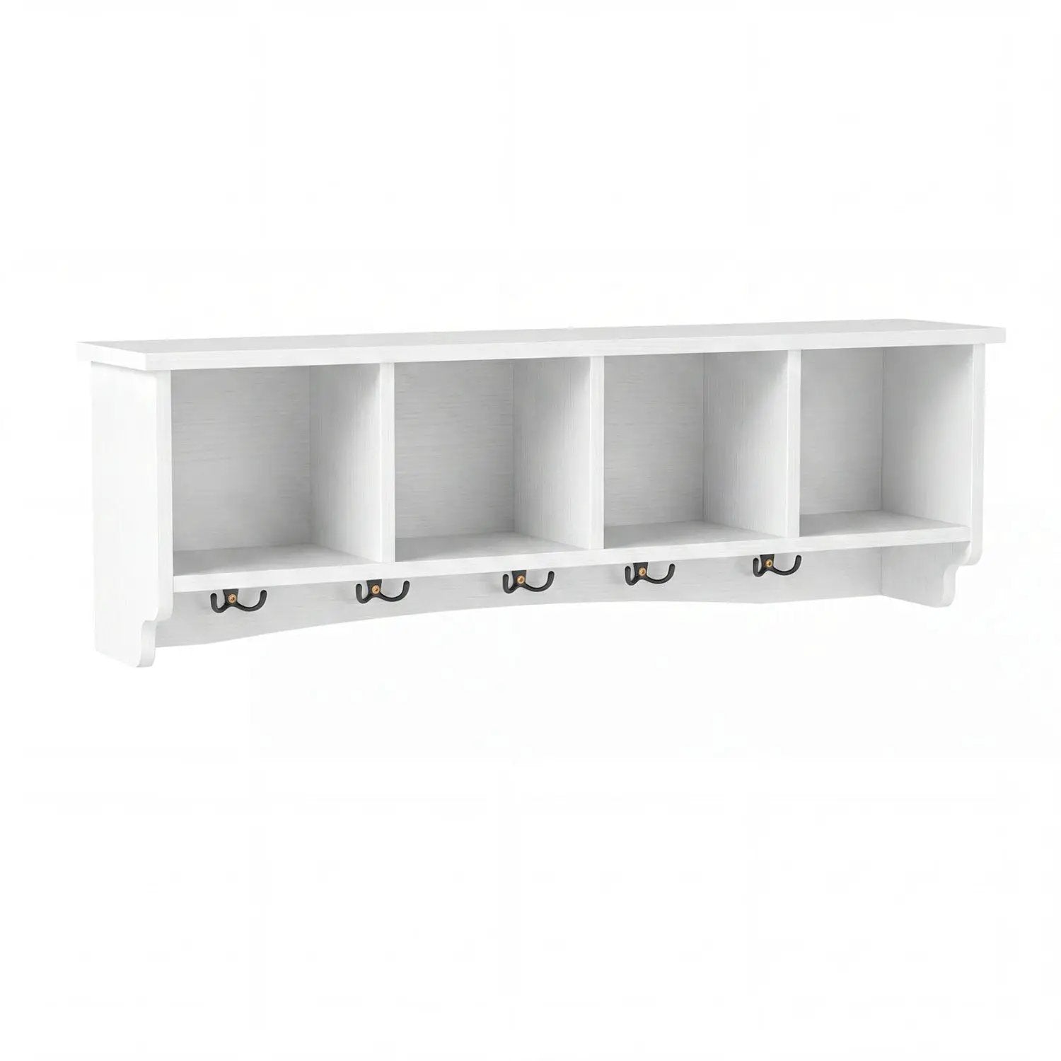 Wall-Mounted Coat Rack with 4 Cubbies and 5 Double Hooks by DirectDeals