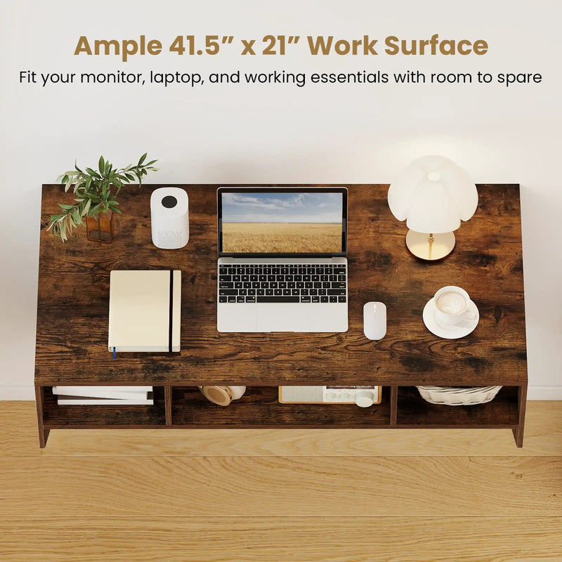 Wall-Mounted Computer Desk Floating Laptop Desk with 3 Storage Compartments by DirectDeals