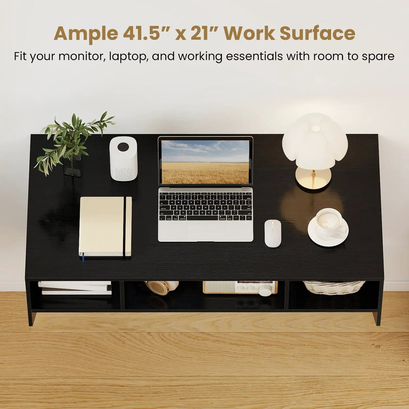 Wall-Mounted Computer Desk Floating Laptop Desk with 3 Storage Compartments by DirectDeals
