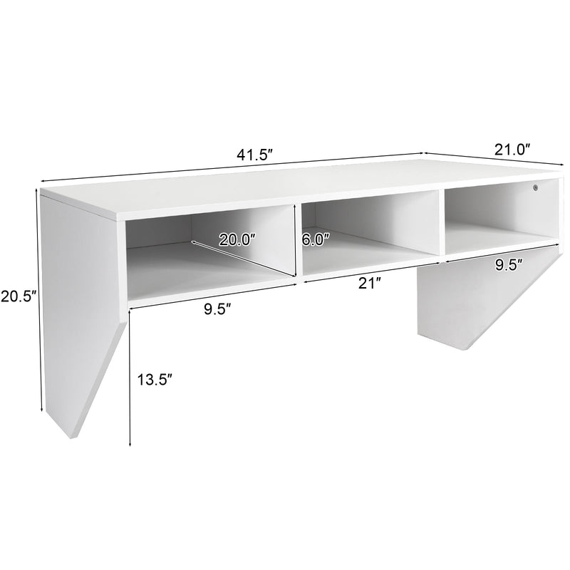 Wall Mounted Floating Computer Table Desk Storage Shelf-White by DirectDeals