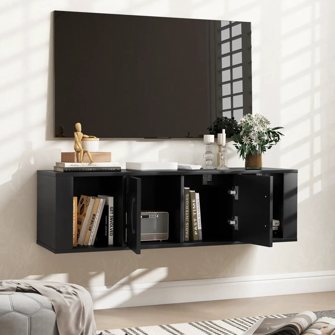 Wall Mounted Floating 2 Door Desk Hutch Storage Shelves by DirectDeals