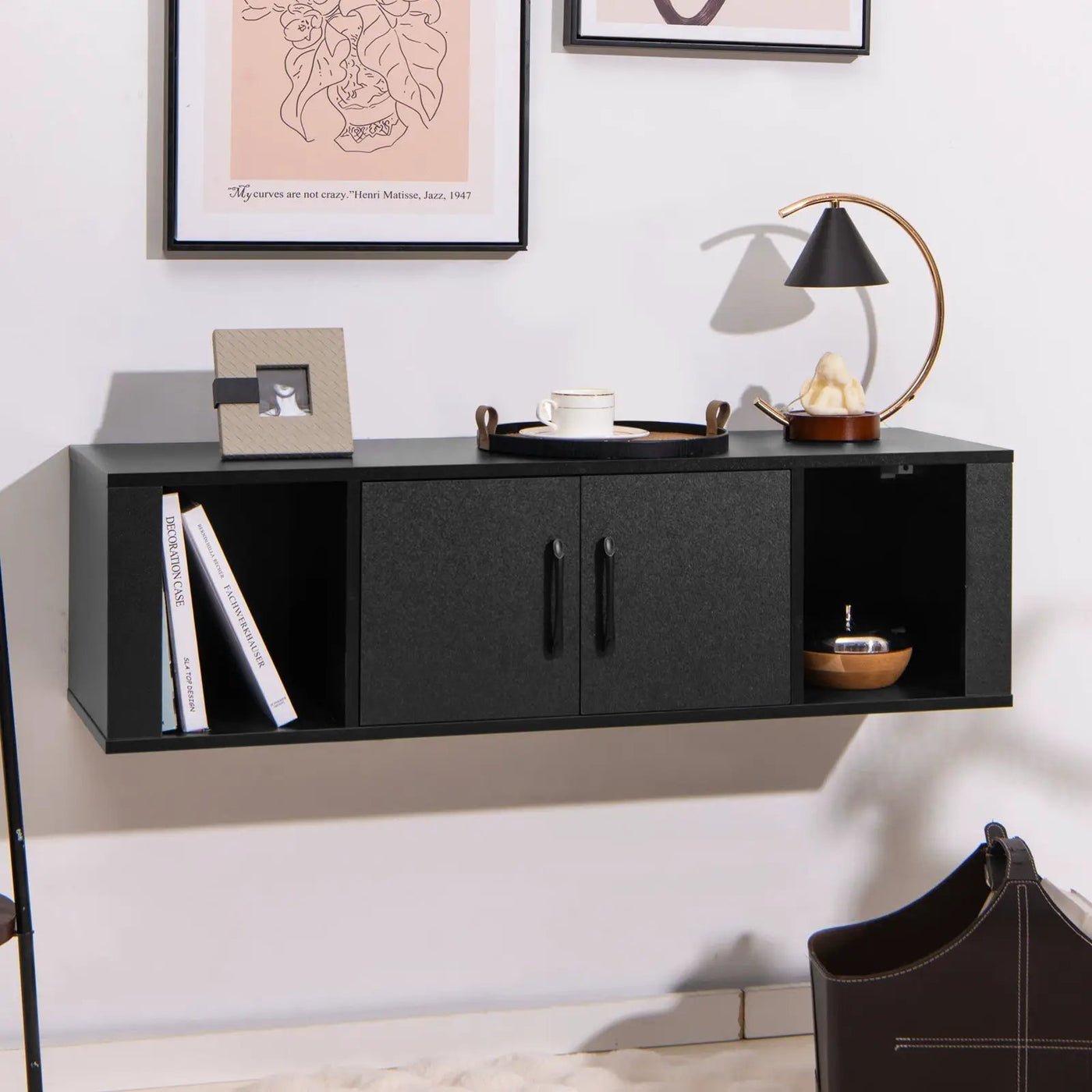 Wall Mounted Floating 2 Door Desk Hutch Storage Shelves by DirectDeals