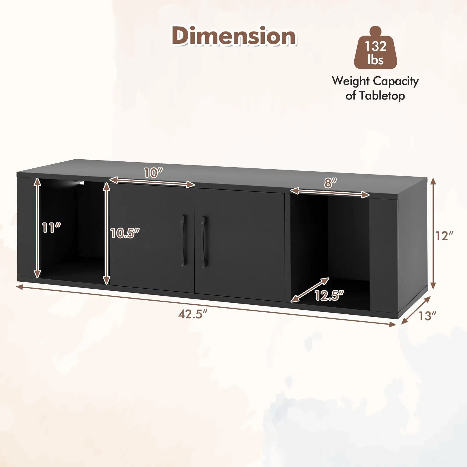 Wall Mounted Floating 2 Door Desk Hutch Storage Shelves by DirectDeals