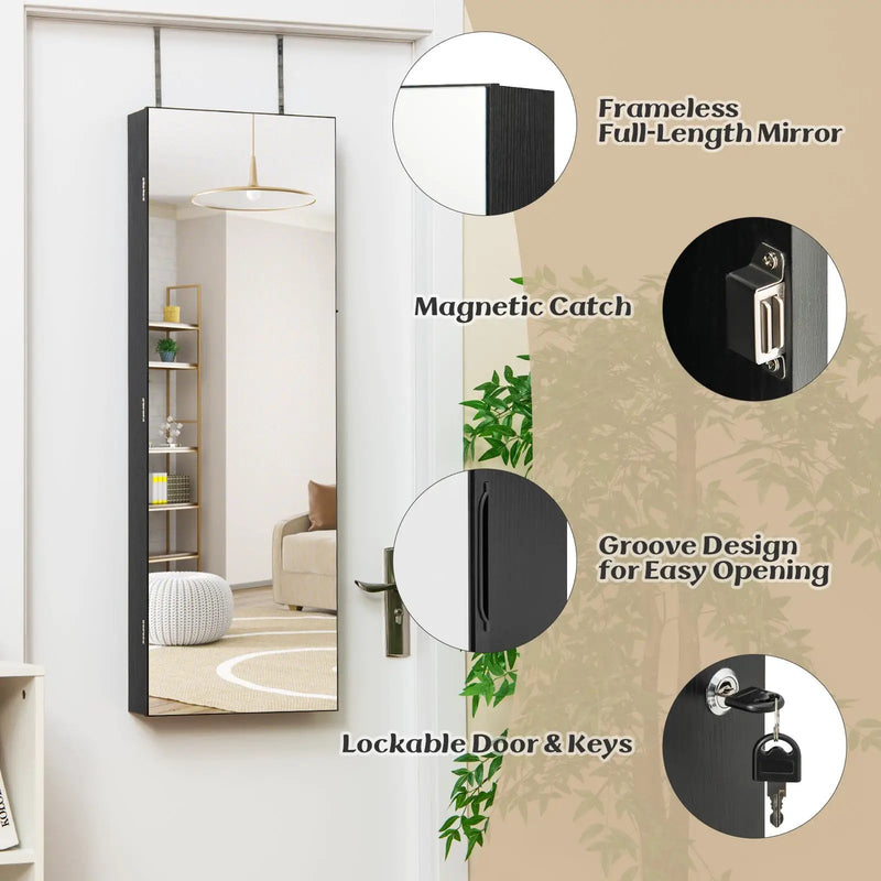 Wall Mounted Jewelry Cabinet with Full-Length Mirror by DirectDeals