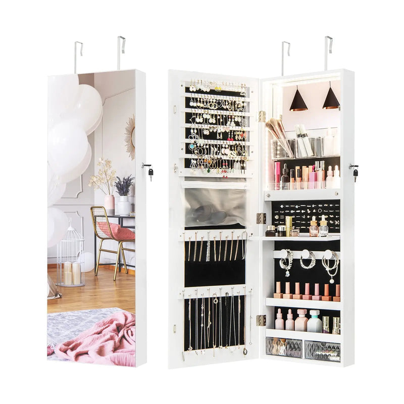 Wall Mounted Jewelry Cabinet with Full-Length Mirror by DirectDeals