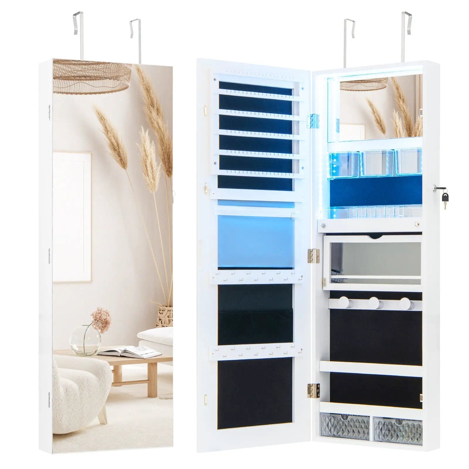 Wall Mounted Jewelry Cabinet with Full-Length Mirror by DirectDeals