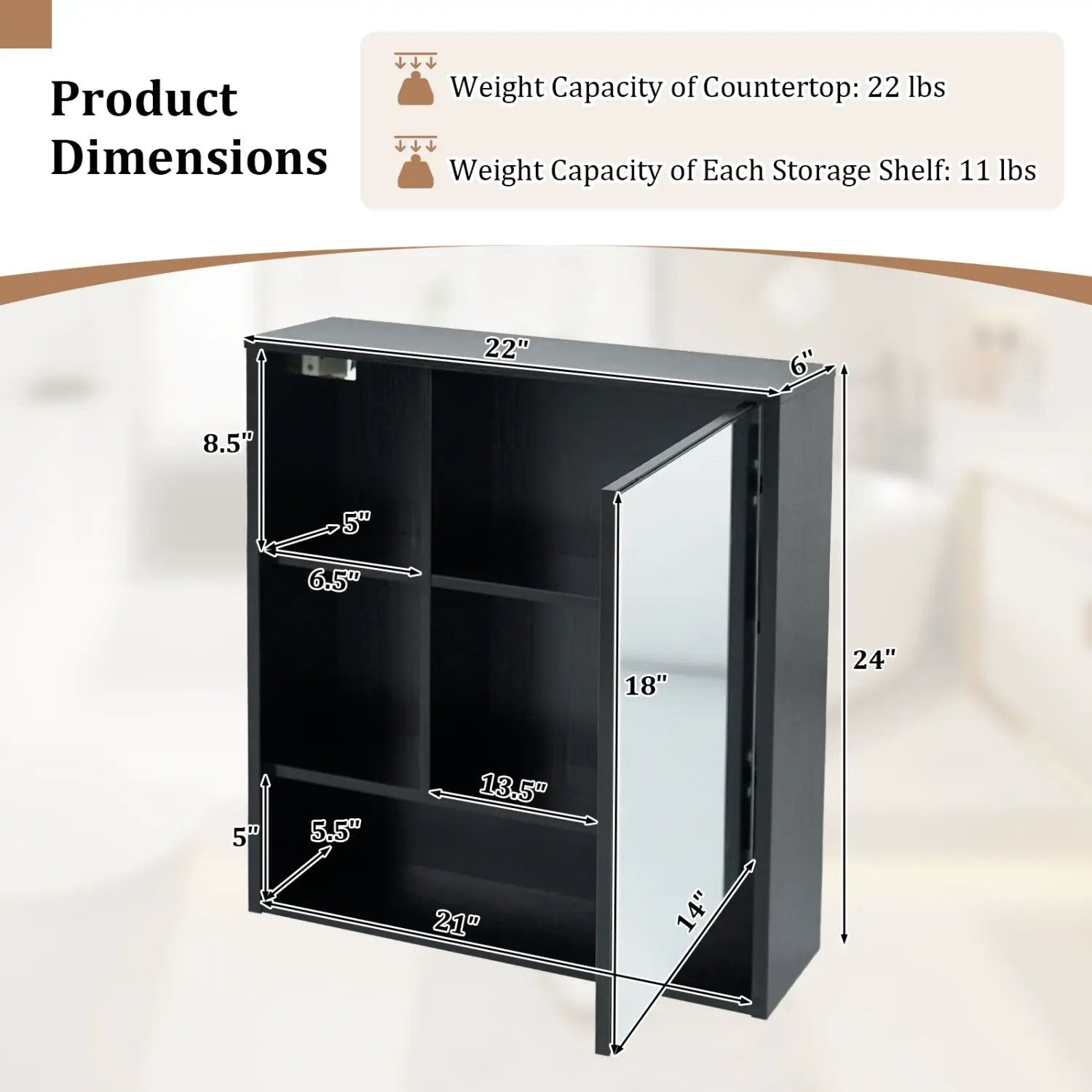 Wall-Mounted Mirror Cabinet with Hidden & Open Storage by DirectDeals