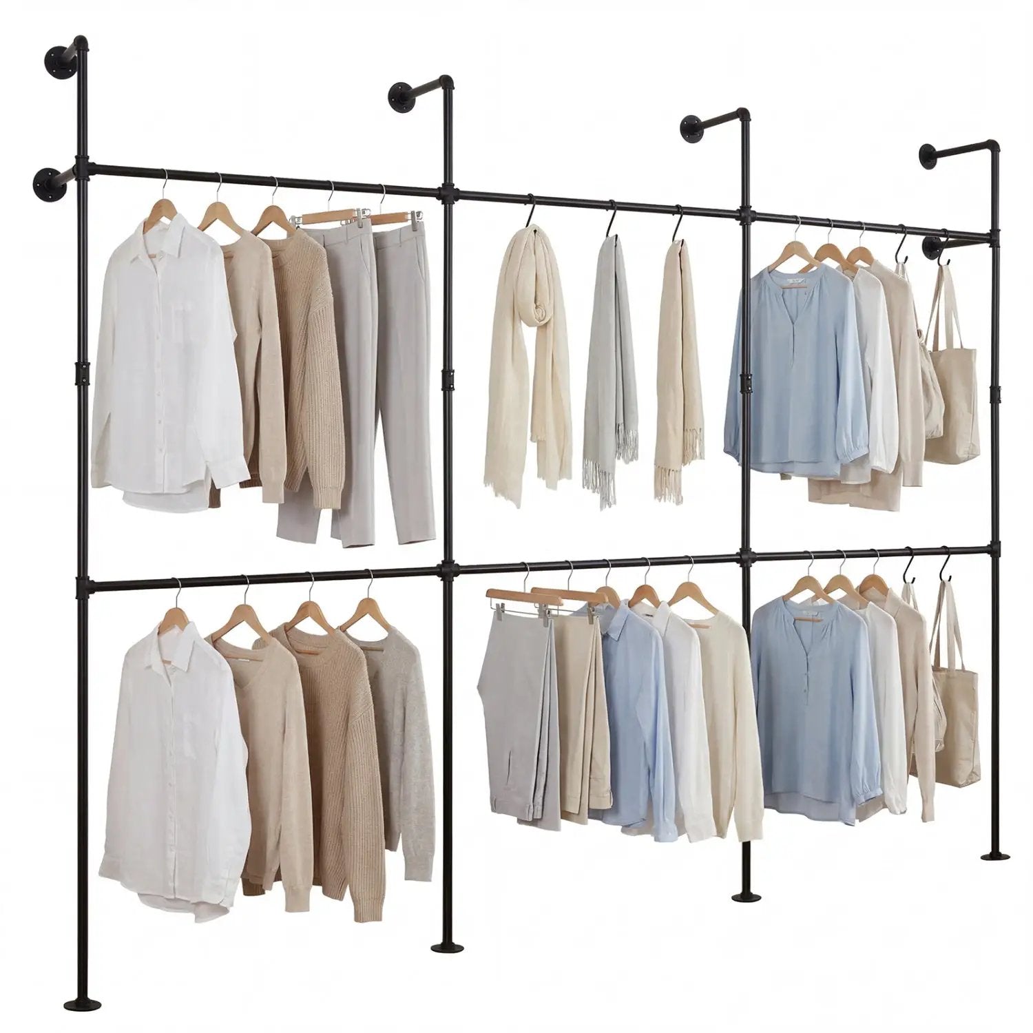 Wall Mounted Pipe Clothing Rack with 6 Hanging Rods by DirectDeals