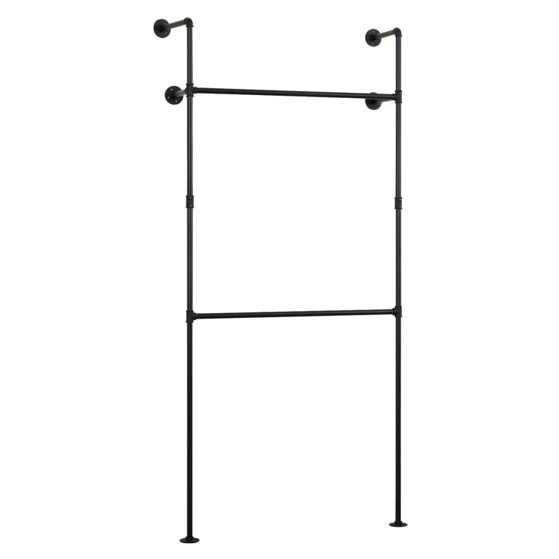 Wall Mounted Pipe Clothing Rack with 2 Hanging Rods by DirectDeals