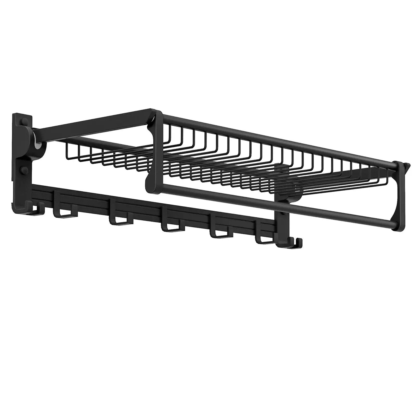 Wall Mounted Towel Shelf with Adjustable Towel Bar and Movable Hooks No Assembly Required by DirectDeals