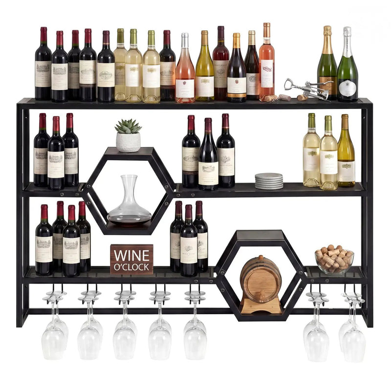 Wall Mounted Wine Rack 47" Large Floating Bar Shelves by DirectDeals