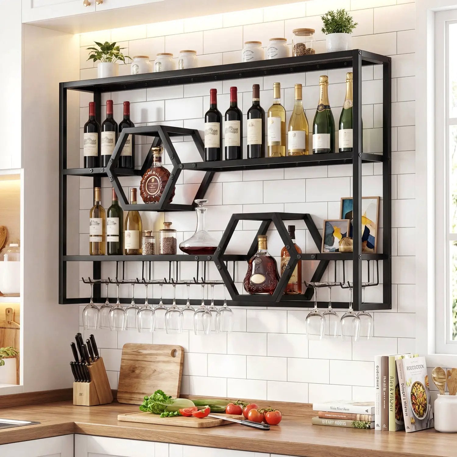 Wall Mounted Wine Rack 47" Large Floating Bar Shelves by DirectDeals
