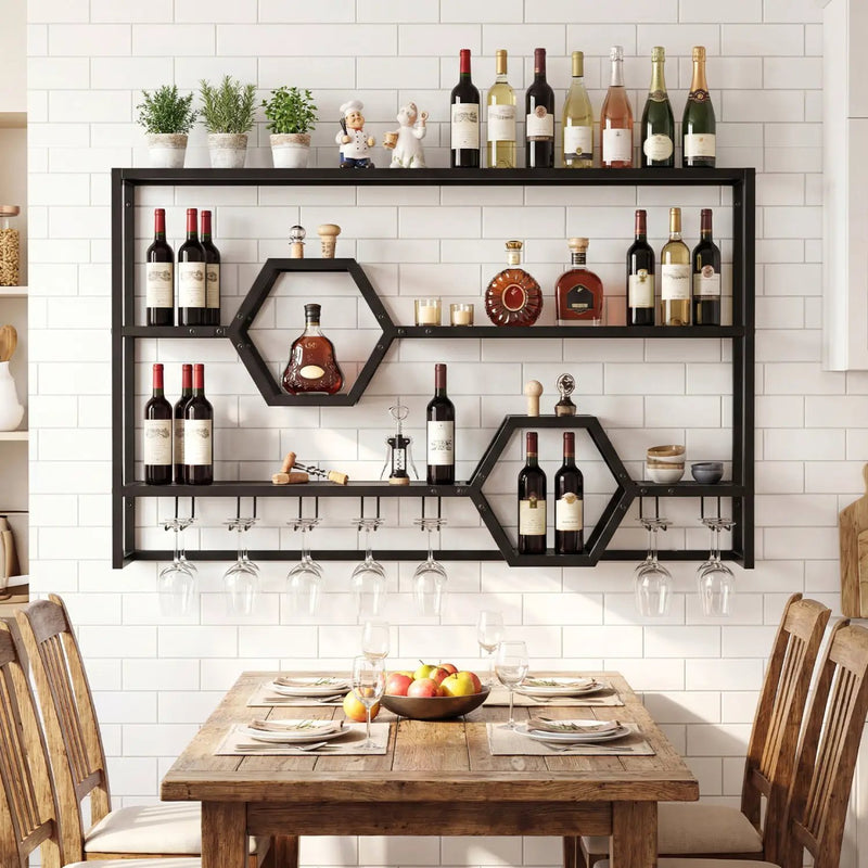 Wall Mounted Wine Rack 47" Large Floating Bar Shelves by DirectDeals