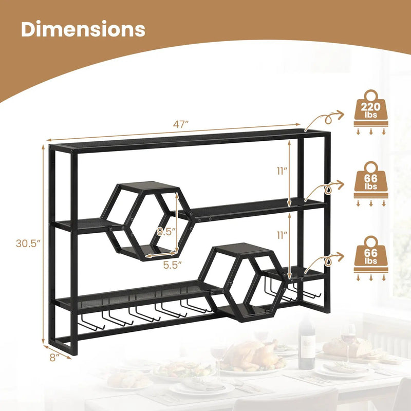 Wall Mounted Wine Rack 47" Large Floating Bar Shelves by DirectDeals