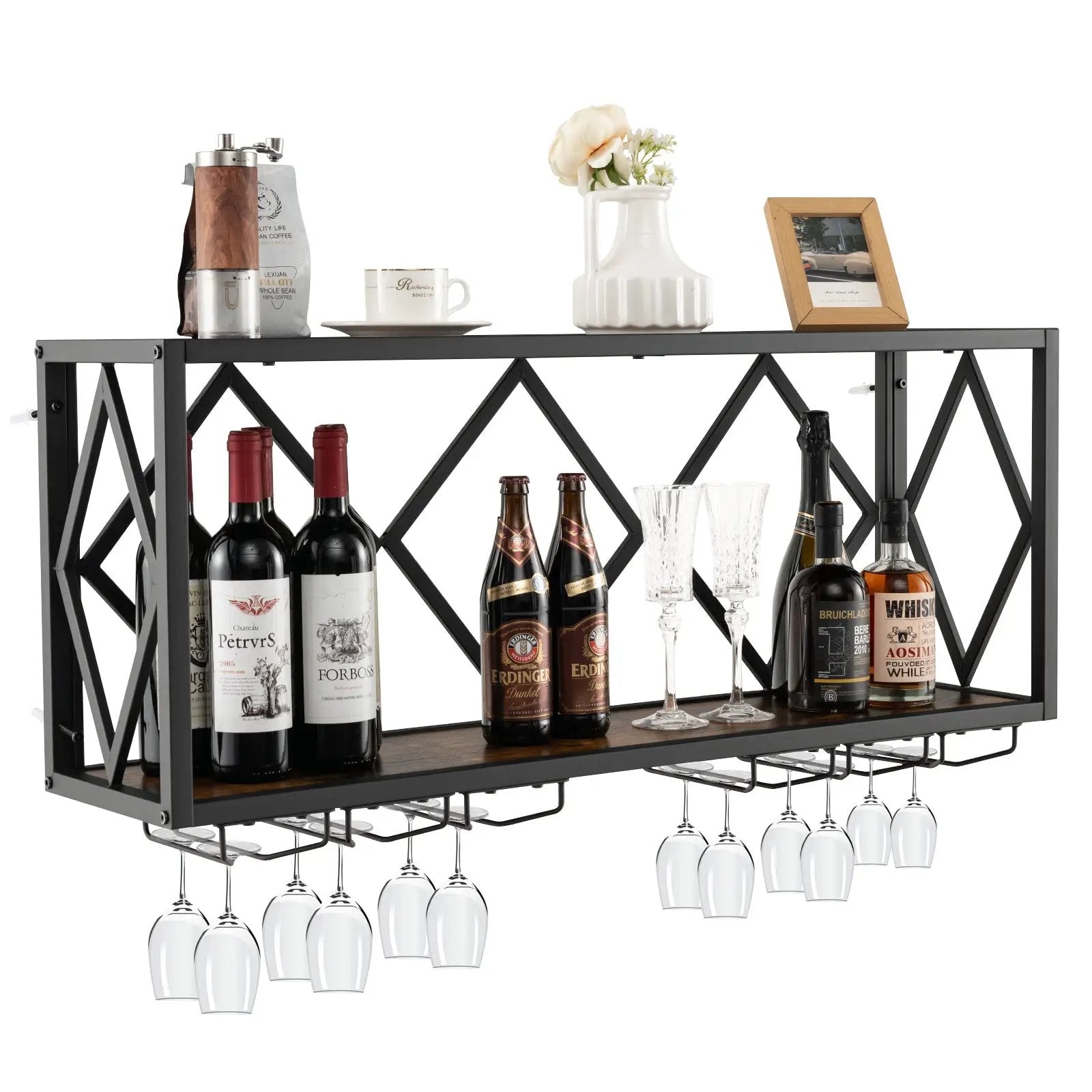 Wall Mounted Wine Rack for 39 Bottles and 12 Glasses by DirectDeals