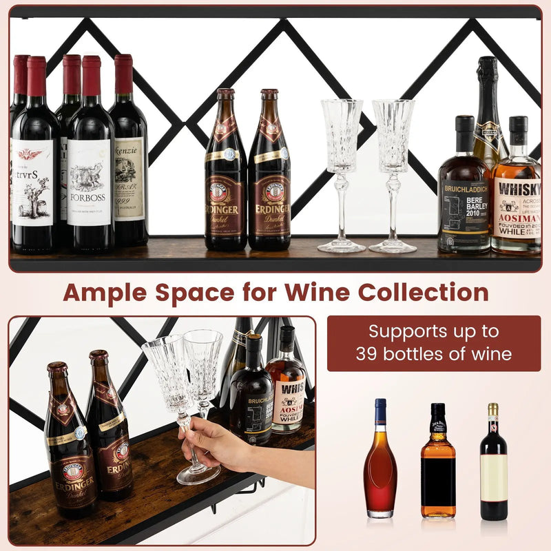Wall Mounted Wine Rack for 39 Bottles and 12 Glasses by DirectDeals