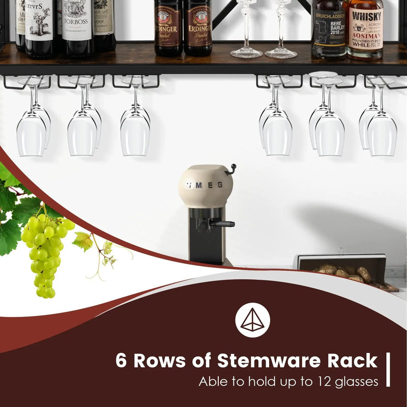 Wall Mounted Wine Rack for 39 Bottles and 12 Glasses by DirectDeals