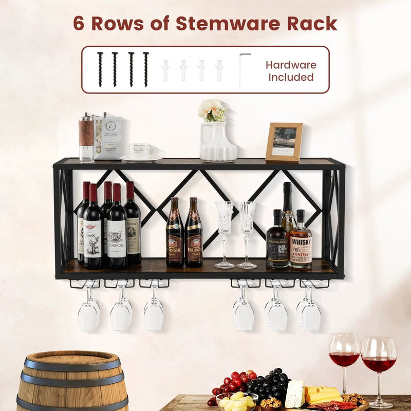Wall Mounted Wine Rack for 39 Bottles and 12 Glasses by DirectDeals