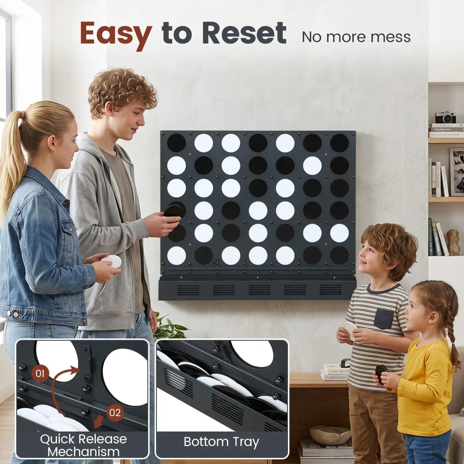 Wall-Mounted Connect 4 Game with Acrylic Discs by DirectDeals