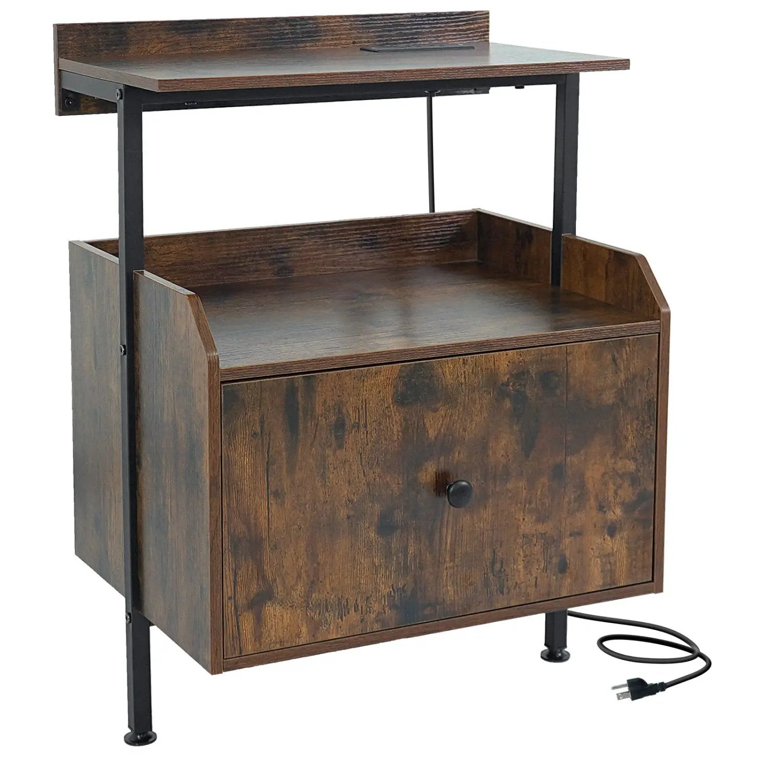 Wall-mounted Nightstand with LED Lights and Charging Station for Bedroom by DirectDeals