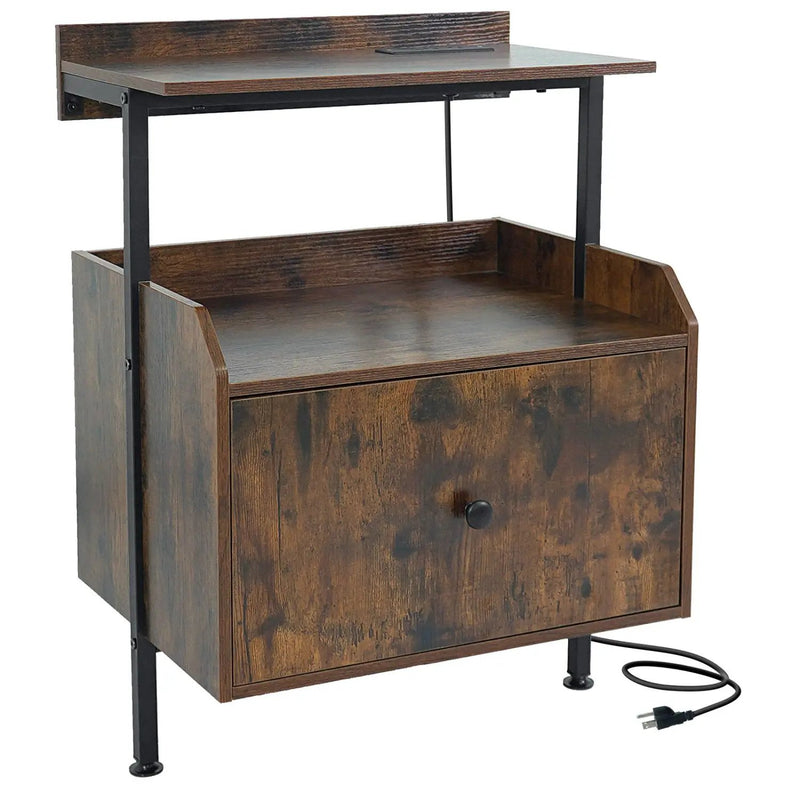 Wall-mounted Nightstand with LED Lights and Charging Station for Bedroom by DirectDeals