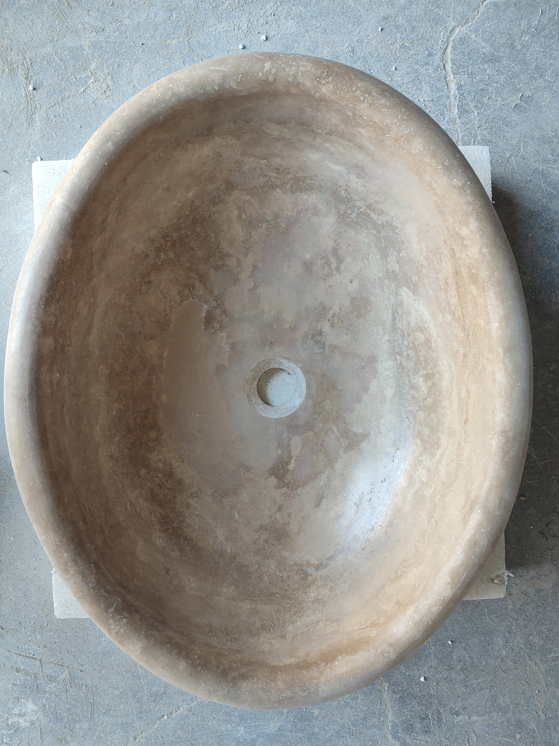 Walnut Travertine Natural Stone Vessel Sink Honed and Filled (W)17" (L)21" (H)6" by GobekDesign