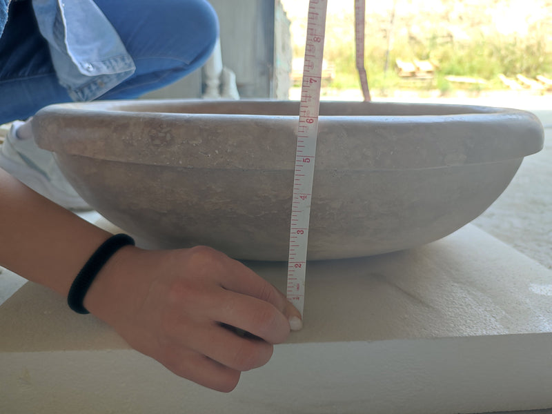 Walnut Travertine Natural Stone Vessel Sink Honed and Filled (W)17" (L)21" (H)6" by GobekDesign