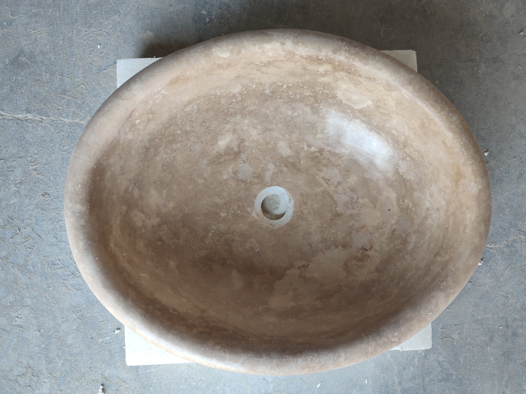 Walnut Travertine Natural Stone Vessel Sink Honed and Filled (W)17" (L)21" (H)6" by GobekDesign