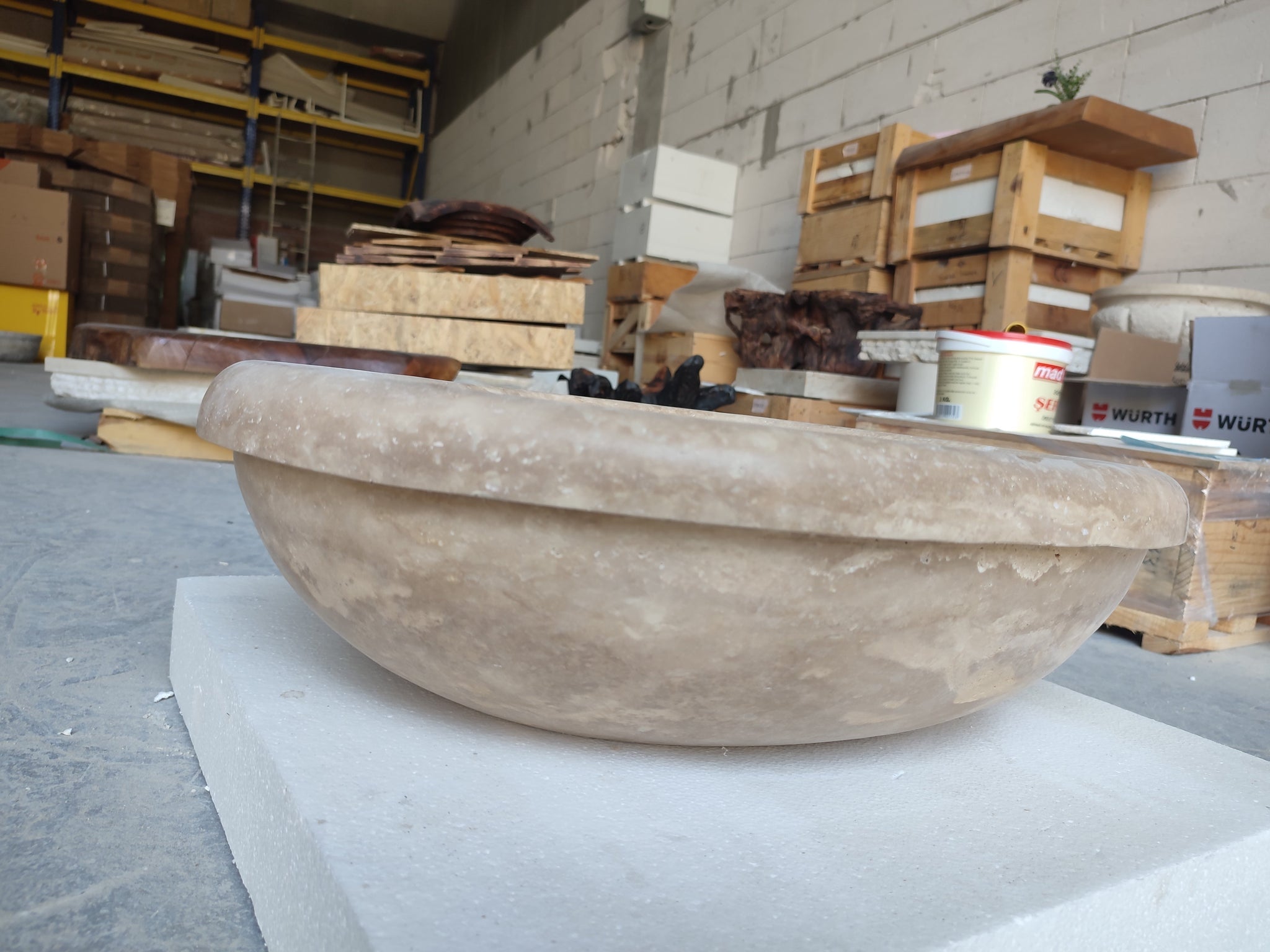 Walnut Travertine Natural Stone Vessel Sink Honed and Filled (W)17" (L)21" (H)6" by GobekDesign