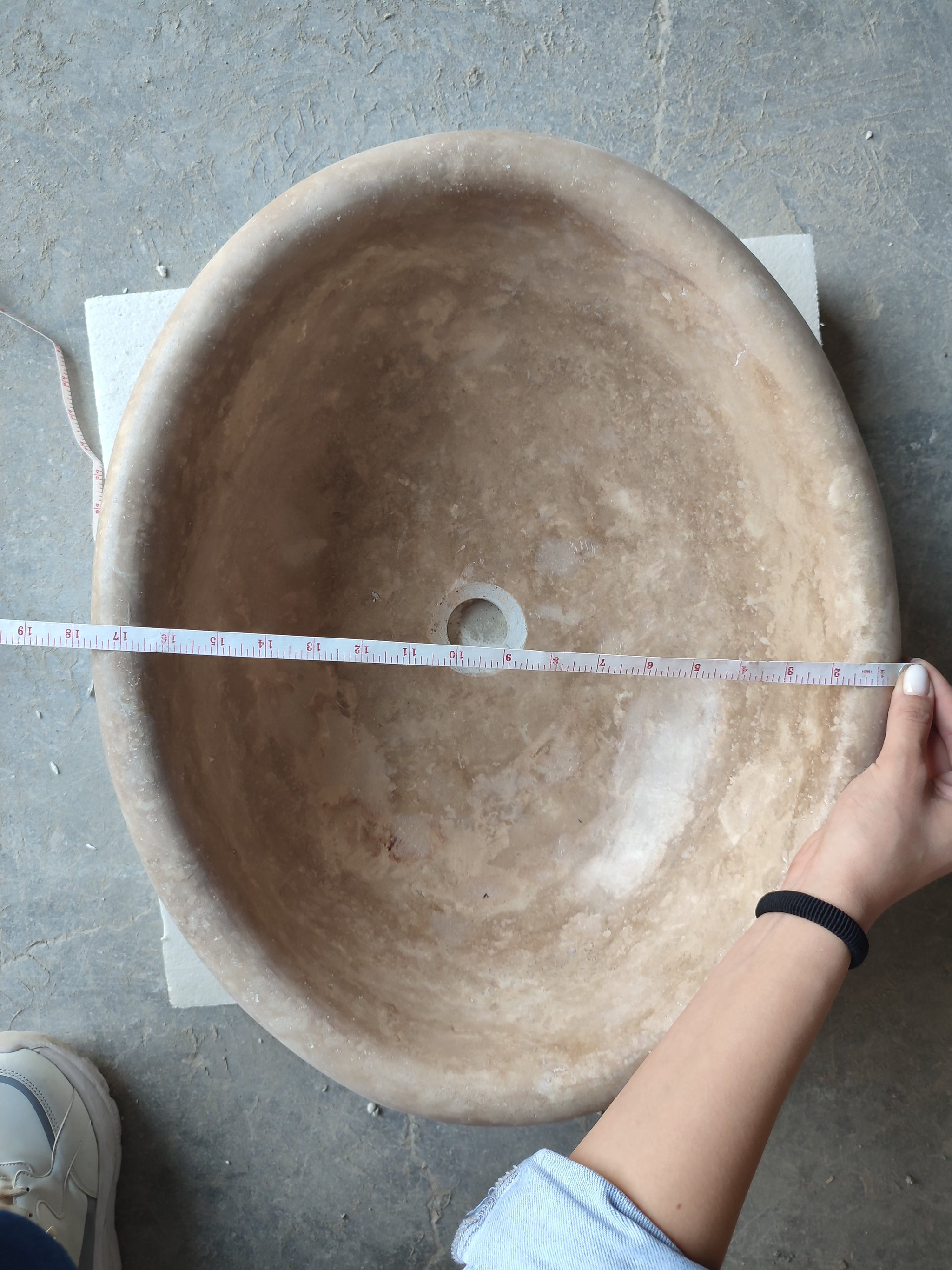 Walnut Travertine Natural Stone Vessel Sink Honed and Filled (W)17" (L)21" (H)6" by GobekDesign