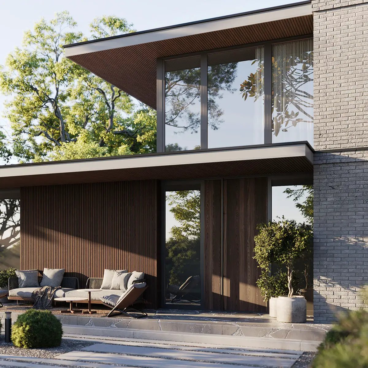 Exterior Wood-Look Composite Slat Panels by andor willow
