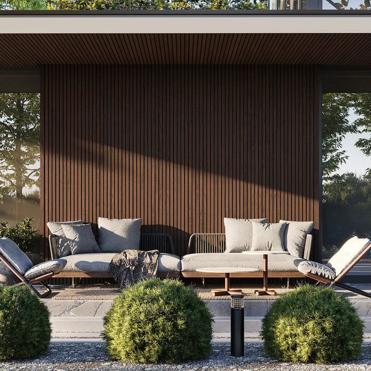 Exterior Wood-Look Composite Slat Panels by andor willow