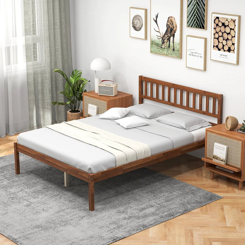 Twin/Full/Queen Size Wood Bed Frame with Headboard and Slat Support by DirectDeals