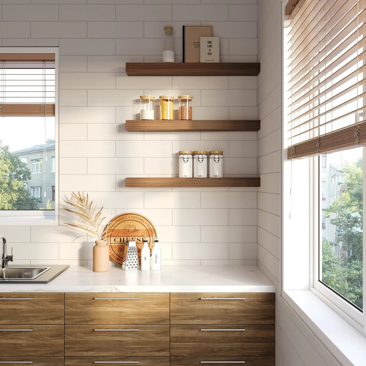 Real Wood Floating Kitchen Shelves by Dogberrycollections