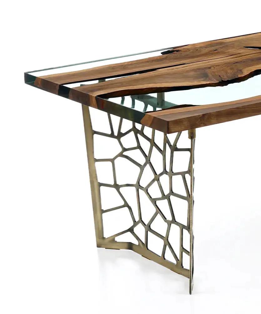 Resin Walnut River Dining Room Table | Voronoi Table by Gizz