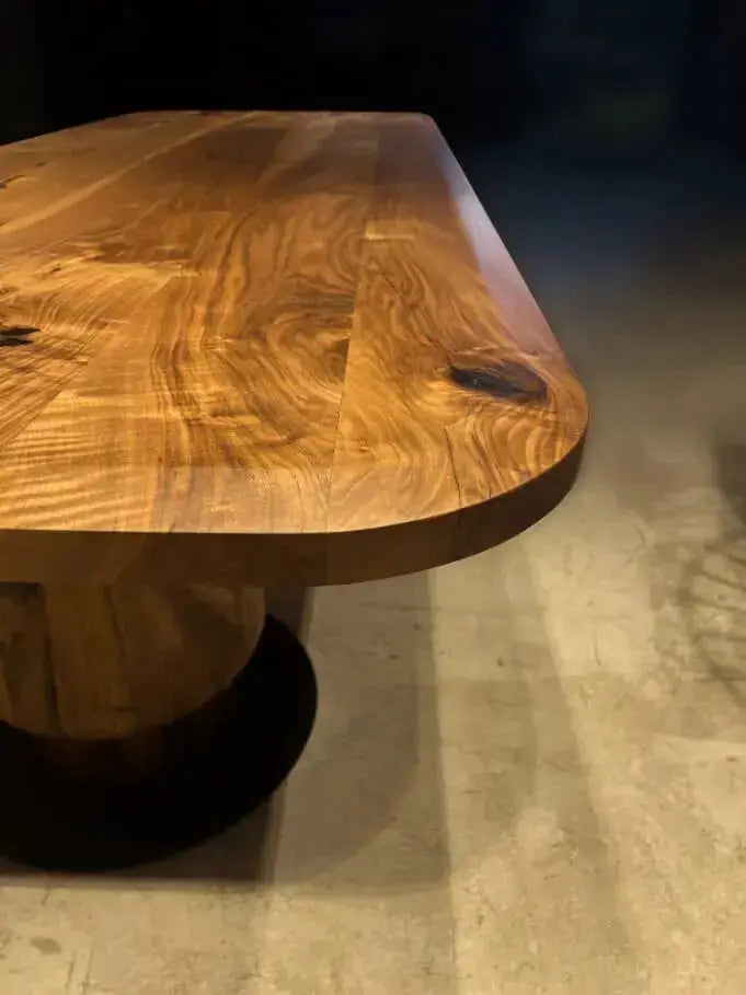 Solid Walnut Wood Edge Glued Dining Table With Wooden Tulip Legs by Gizz