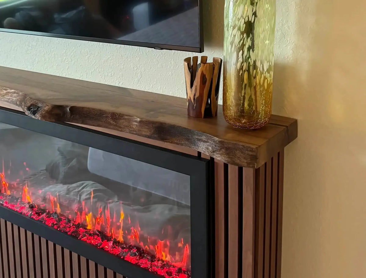 Custom Live Edge Walnut Wood Mantel Shelf by Gizz