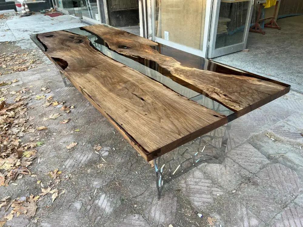 Resin Walnut River Dining Room Table | Voronoi Table by Gizz