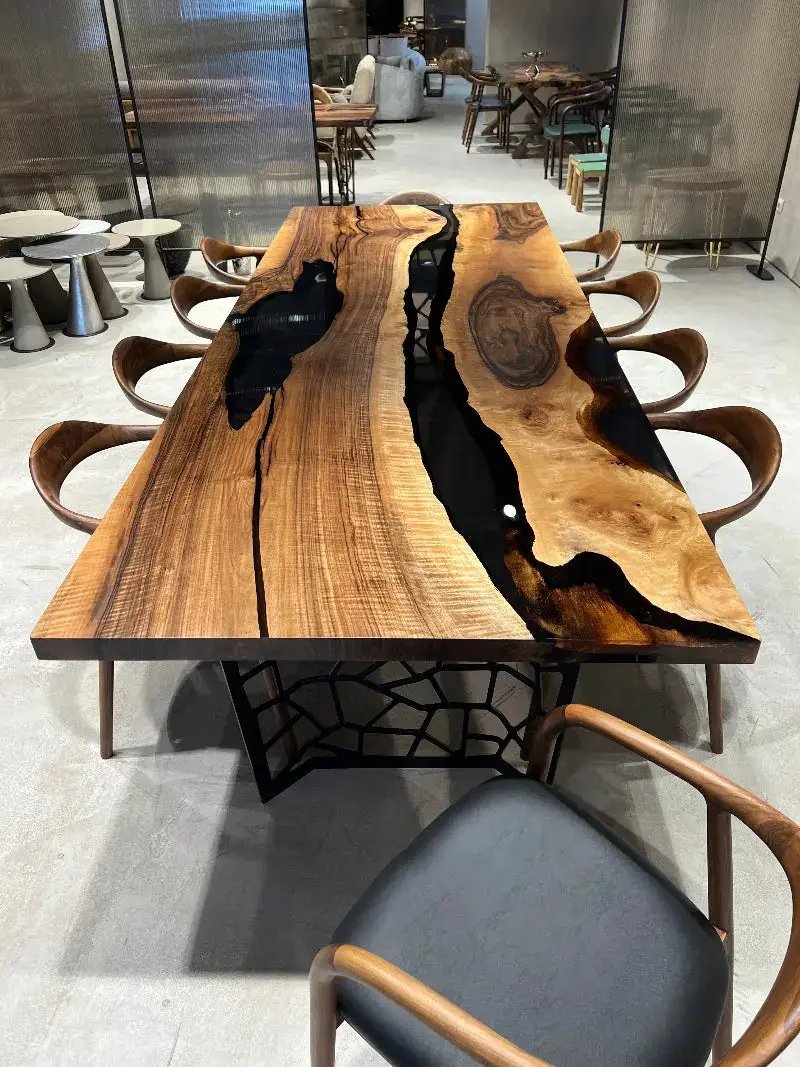 Resin Walnut River Dining Room Table | Voronoi Table by Gizz