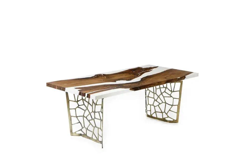Resin Walnut River Dining Room Table | Voronoi Table by Gizz