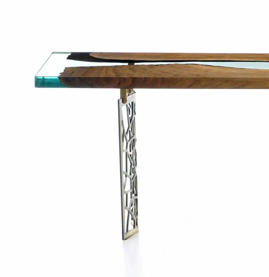 Walnut wood and resin sofa & entry table | Voronoi collection by Gizz