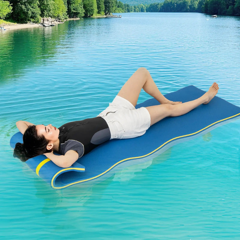 7 Inches x 2 Inches Water Mat with Safety Tether and Pillow Design for Lake and Pool-Blue by DirectDeals
