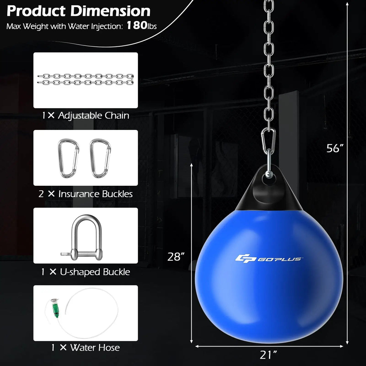 21 Inch Water Punching Bag with Adjustable Metal Chain by DirectDeals
