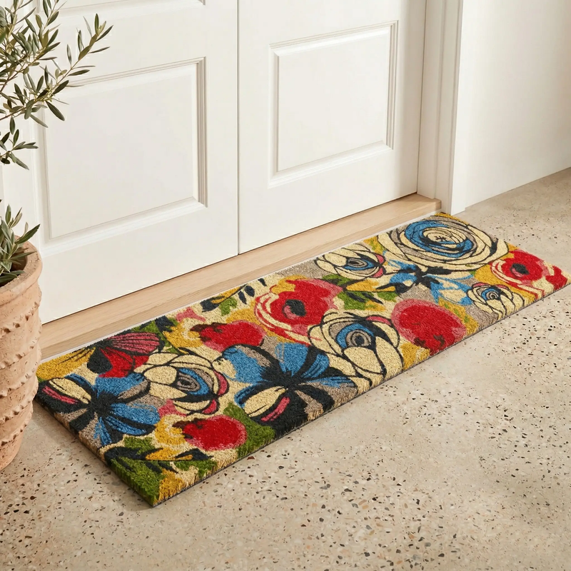 Watercolor Floral Coir Doormat by Fab Habitat