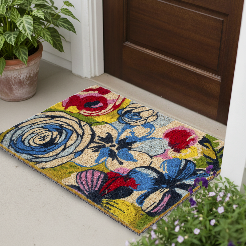 Watercolor Floral Coir Doormat by Fab Habitat
