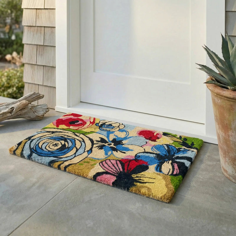 Watercolor Floral Coir Doormat by Fab Habitat